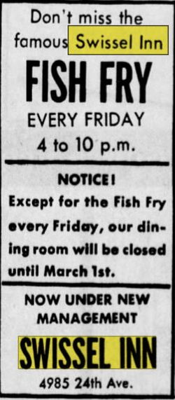 Swissel Inn - Jan 1962 Fish Fry